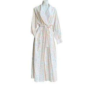 Vintage Partners by Mervyn's Floral Long Robe Women's L Lace Trims loungewear
